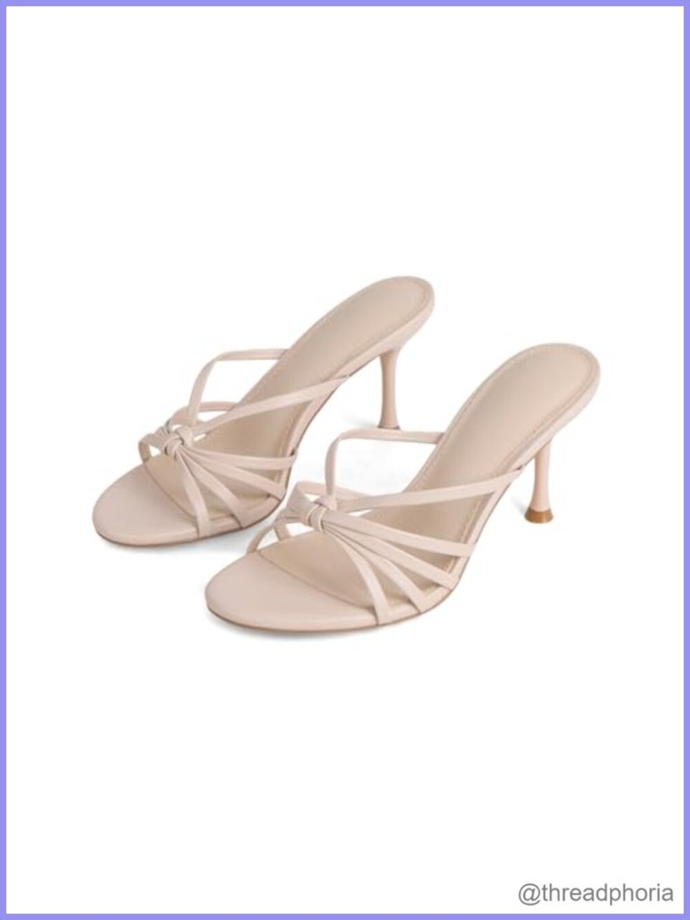 Strappy Kitten Heels Faux Leather Slip-On Heeled Sandals for Women